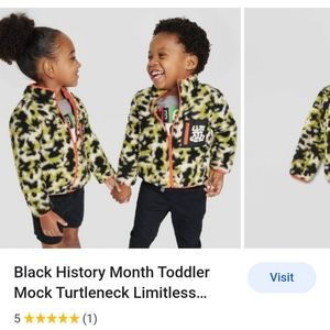 Black History Month Toddler Mock Turtleneck Limitless Fleece Faux Shearling Pull